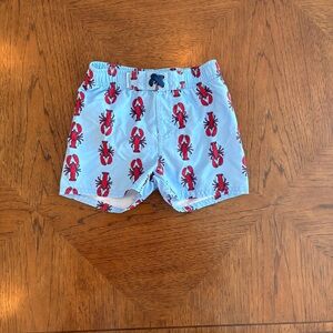 Kids Lobster Print Swim Trunks - Blue and Red